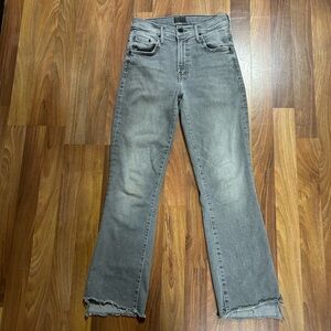 MOTHER The Insider Crop Step Fray Barely There Gray Jeans/Womens Size 25/$248